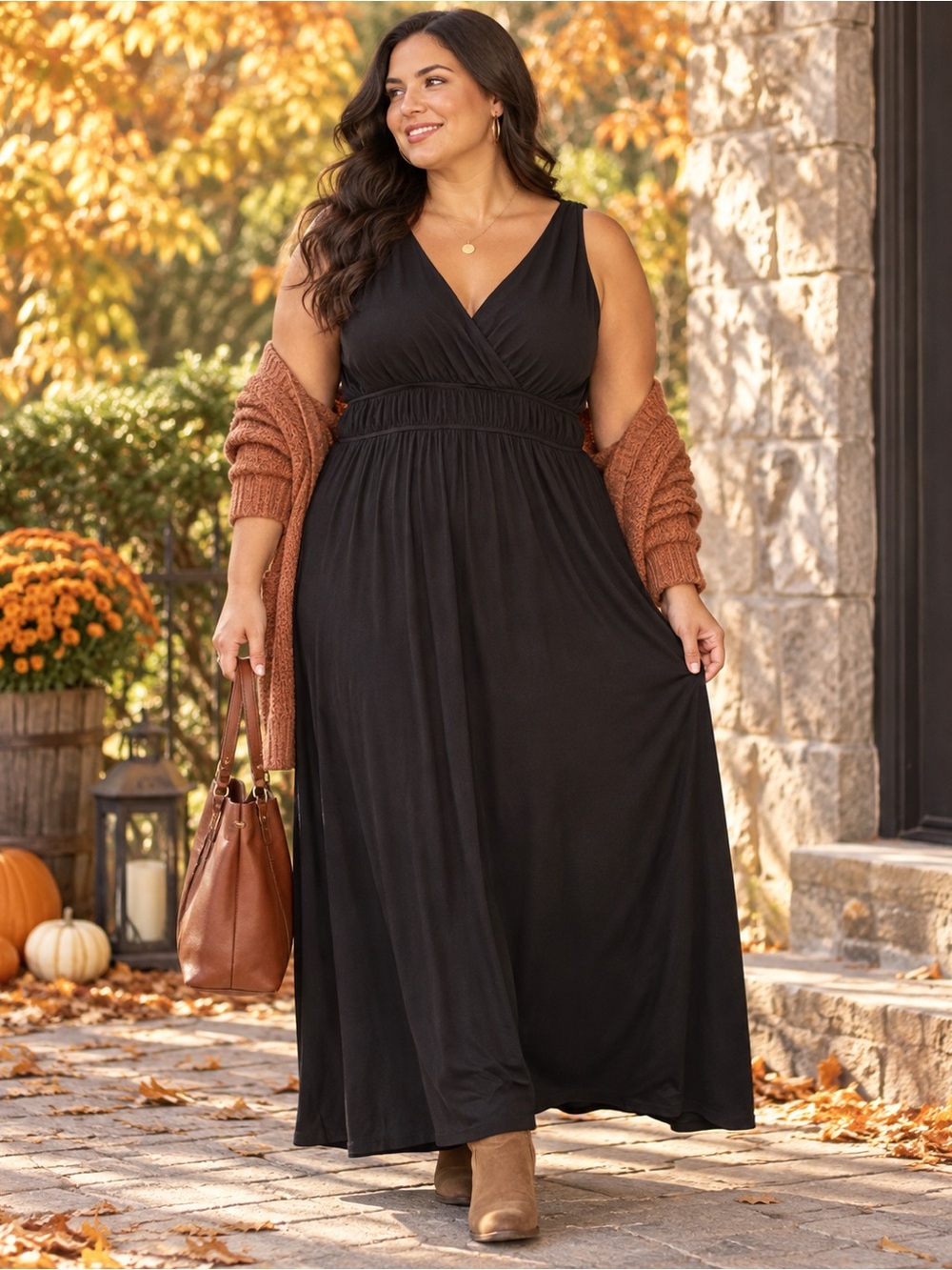Lane Bryant Black Surplice Sleeveless V Neck Maxi Dress 14/16